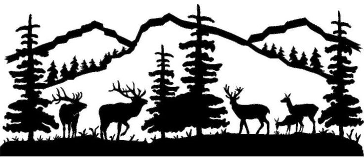 Deer scene silhouette clip art 