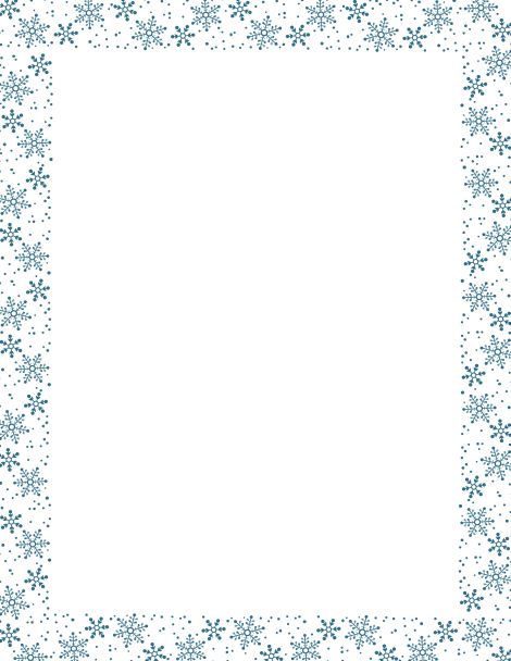 Blue snowflake border paper. Free downloads at http://pageborders 