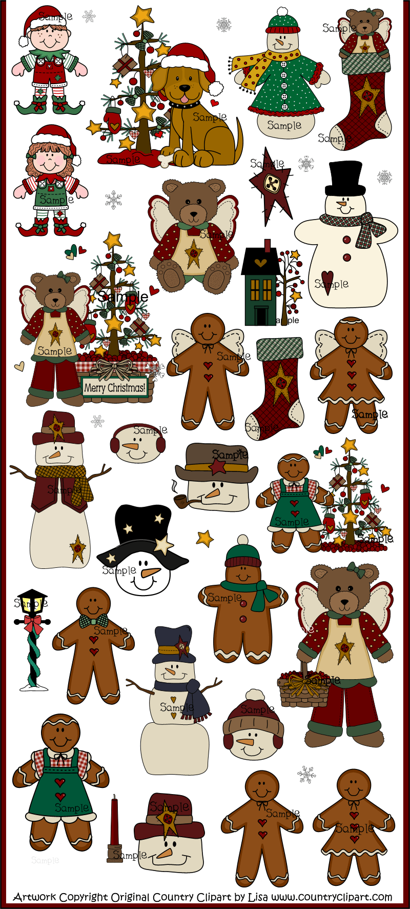 Christmas and Winter Clip Art Collection Cute Country Christmas 