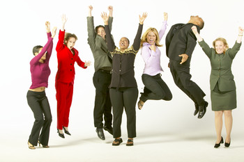 Happy Employees Clipart Happy Businessman Holding Up 