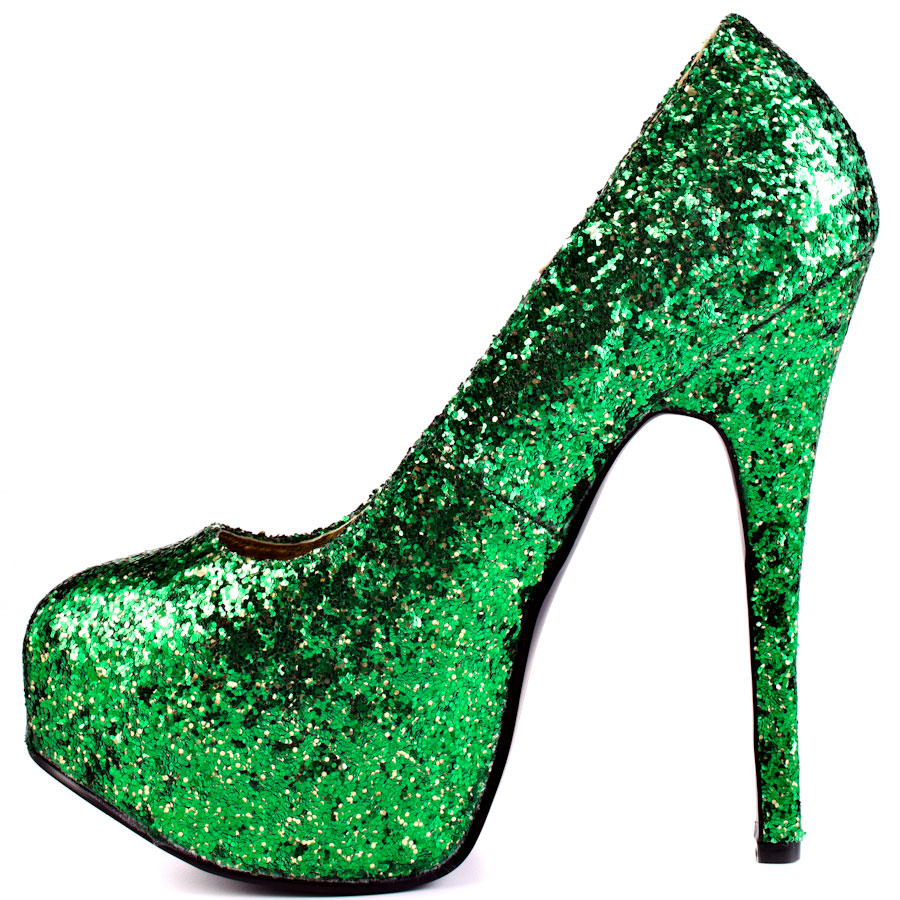 emerald green sparkly shoes
