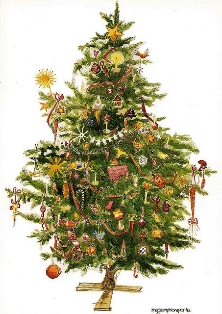 retro christmas tree clipart