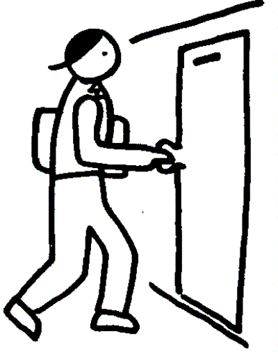 Walking out the door clipart 