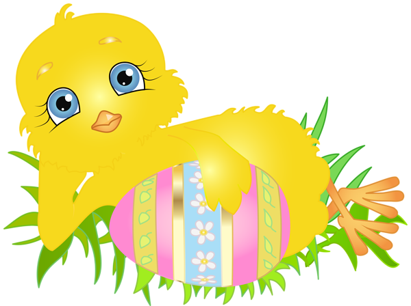 Easter Chick with Egg PNG Clip Art Image 