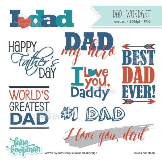 Father&Day Word Art, Dad Word Art, Daddy Clipart, Daddy Wordart 