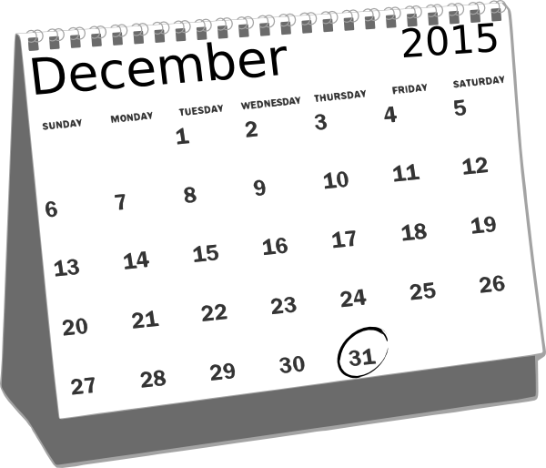 December simple calendar clipart 