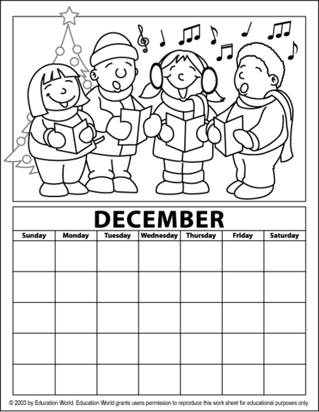 December calendar clipart black and white 