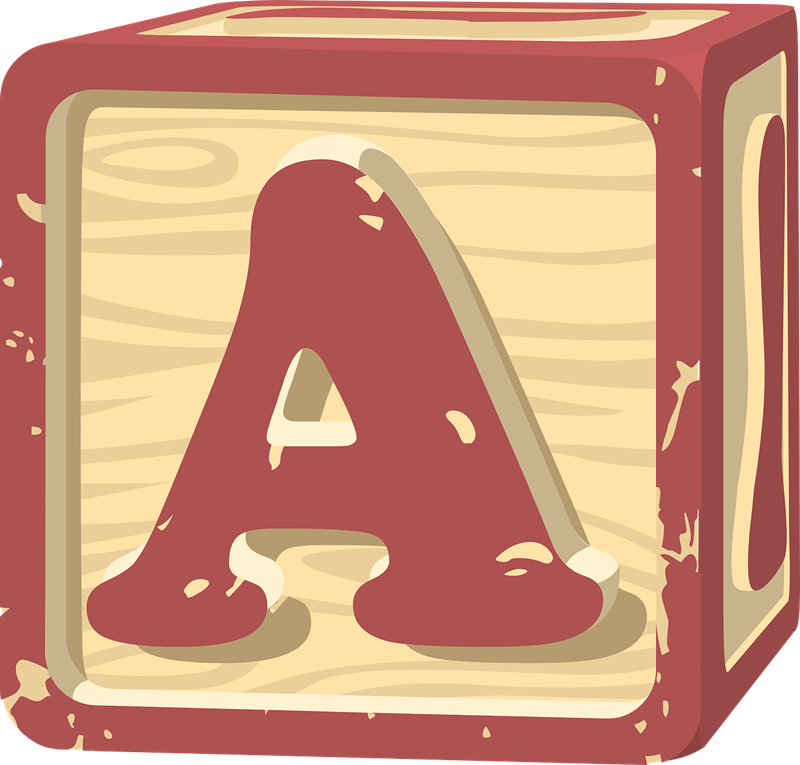 Clipart of wooden blocks with alphabet letter 