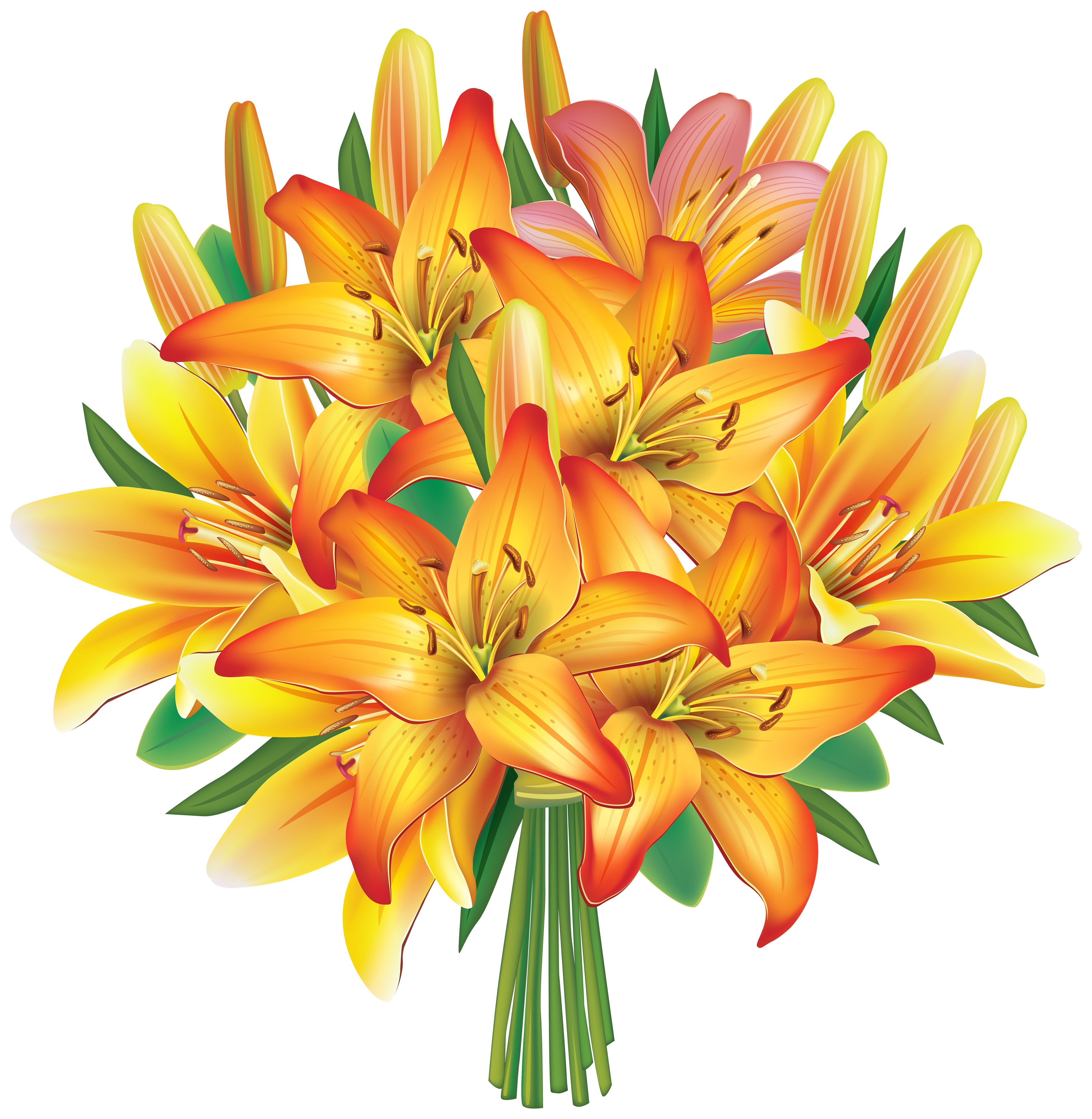 Yellow Lilies Flowers Bouquet PNG Clipart Image 