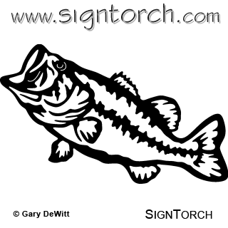 Big mouth bass with fishing line clipart 