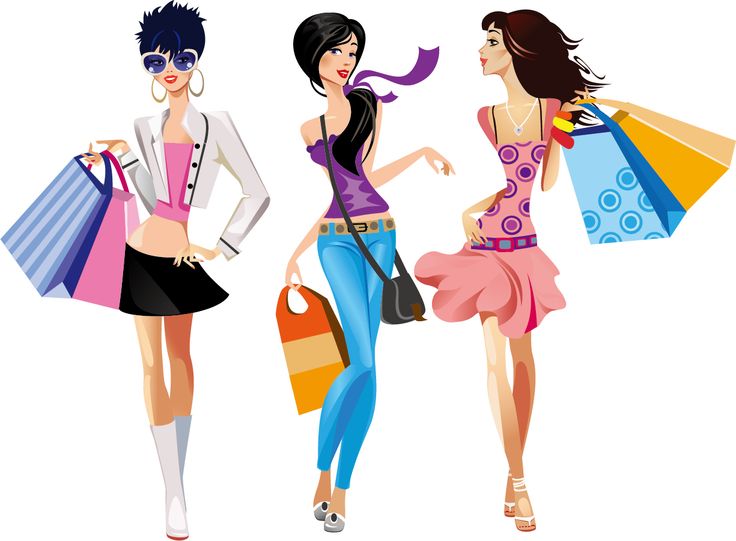 cartoon images girl shopping