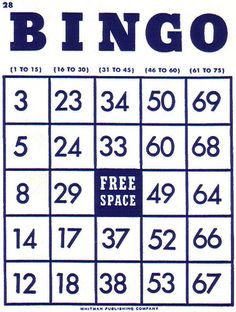 Clipart bingo card 