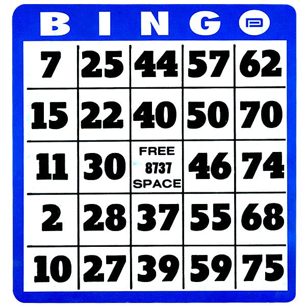 Bingo game board clipart 