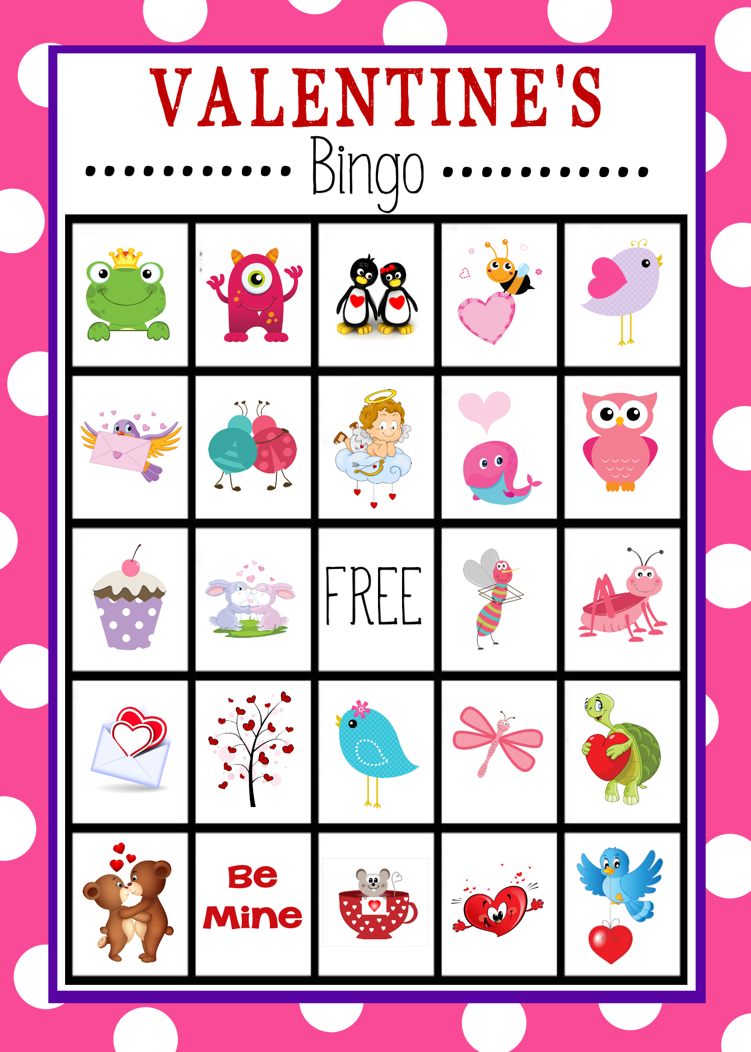 Bingo game board clipart 
