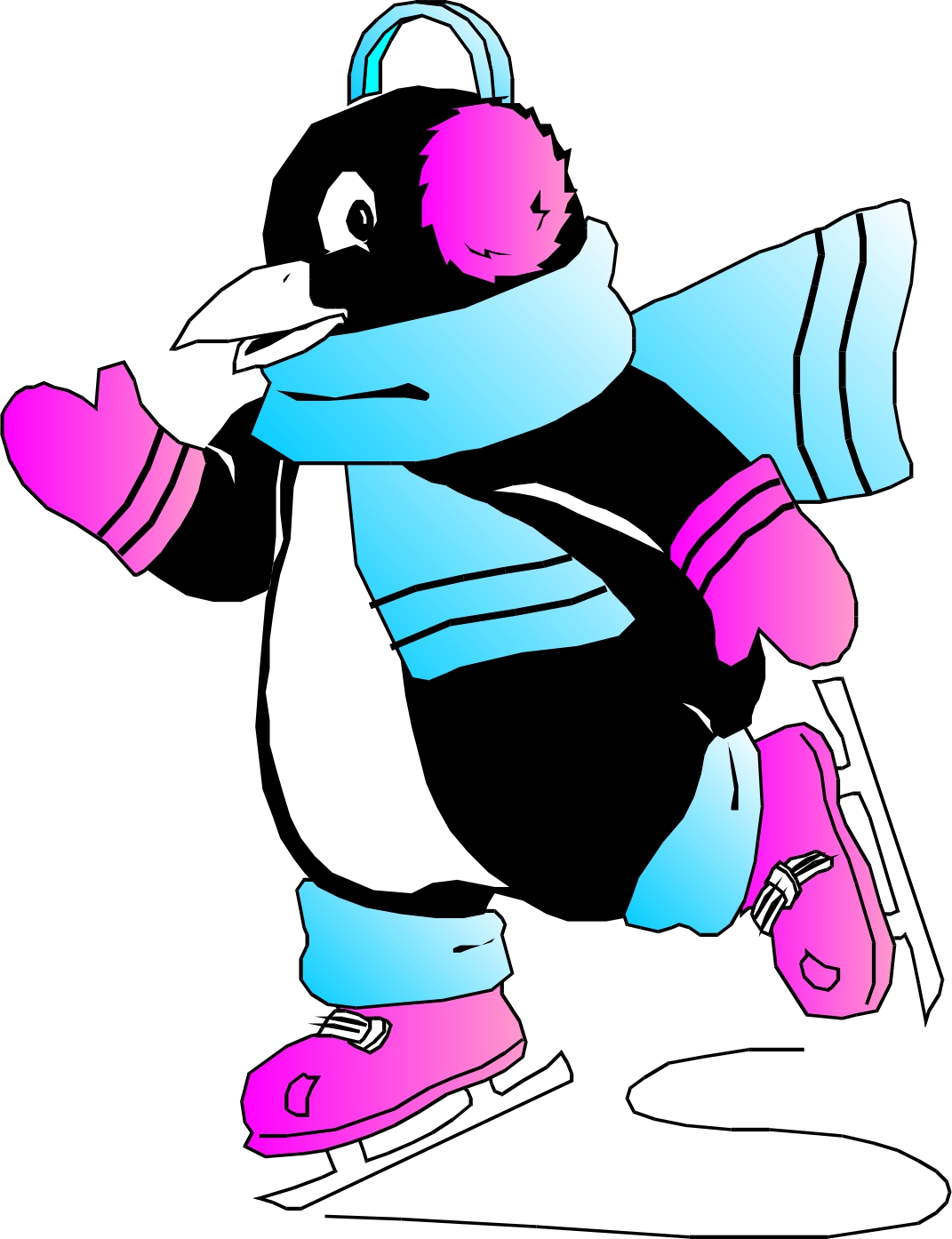 Ice Skating Penguin Clipart 