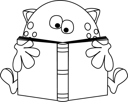 Reading Book Black And White Clipart 