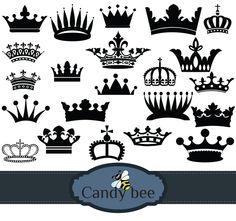 Silhouette Crowns Digital Clip Art Crown Clipart Decorative 