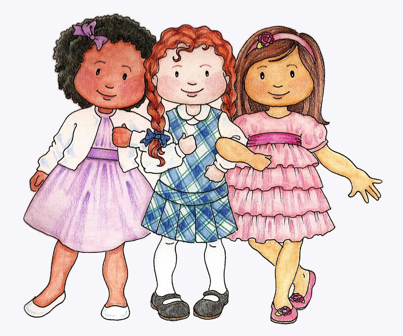 Girls Three Best Friends Cartoon Clip Art Library