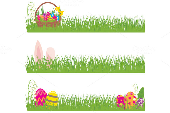 Easter Eggs In Grass Clipart 98178 