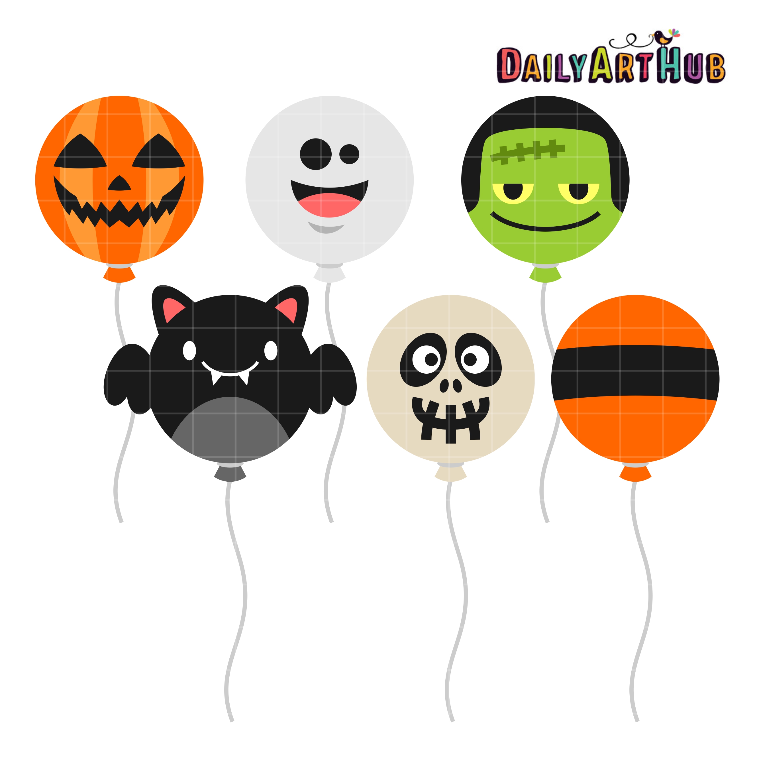 Halloween Balloons Clip Art Set 