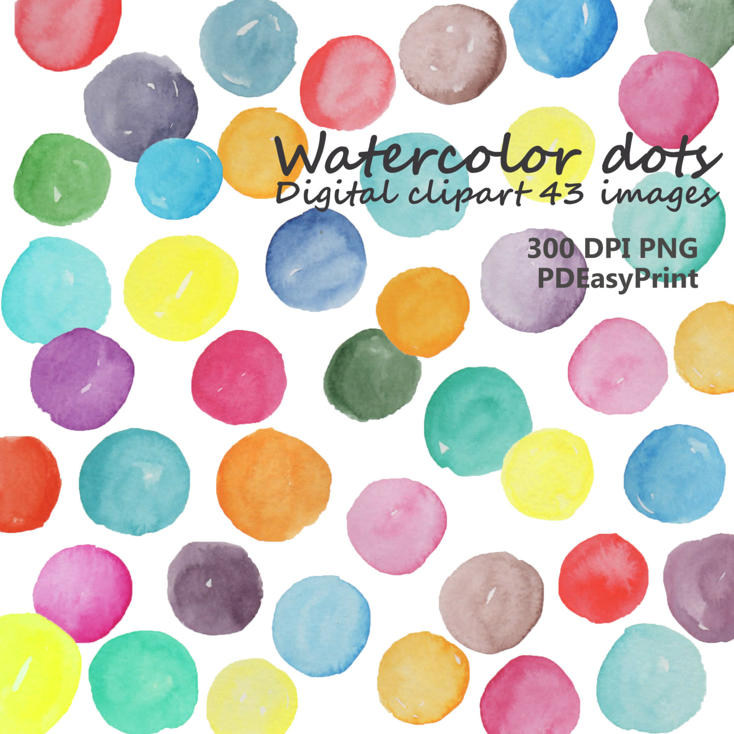 Watercolor Clipart Digital Clip Art Dot Clipart by easyprintPD 