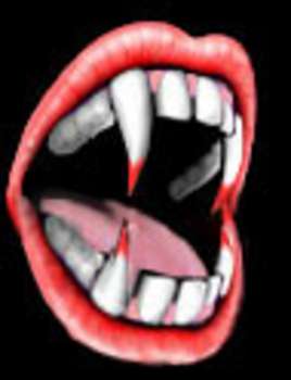 Free Clipart Picture of a Vampire Mouth With Bloody Fangs 