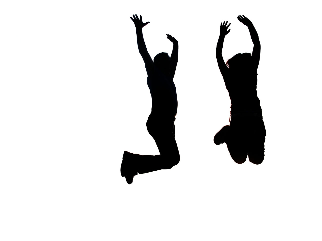 happy person jumping clipart black