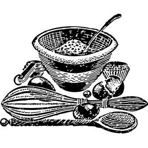 Mixing Bowl And Tools clipart, cliparts of Mixing Bowl And Tools 