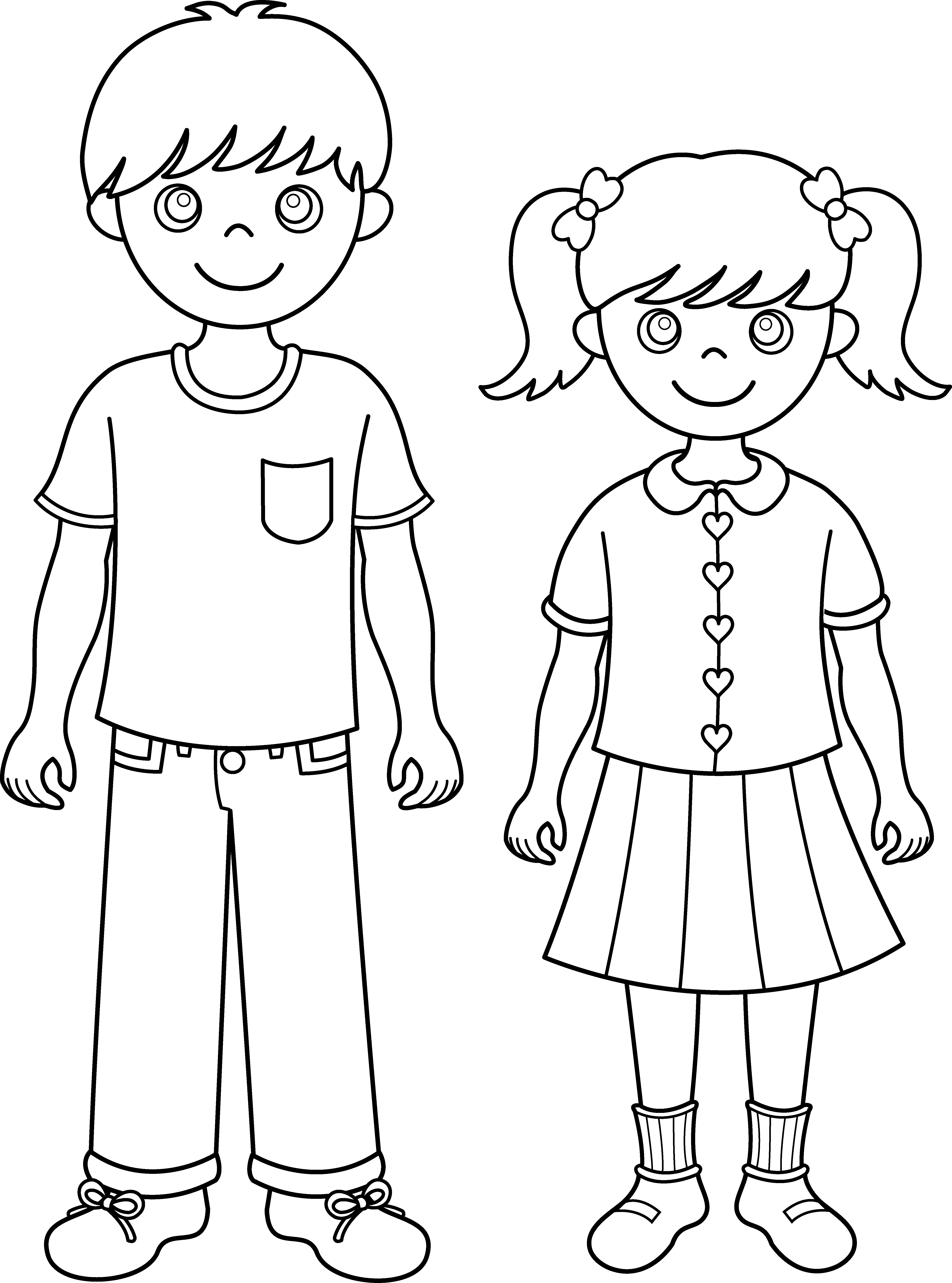 Siblings clipart black and white 