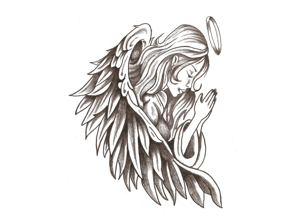Clip Arts Related To : praying angel tattoo design. 