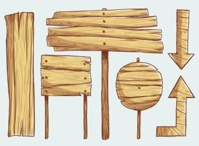 Wooden road sign clipart 