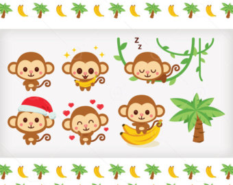 cute monkey clipart � Etsy 