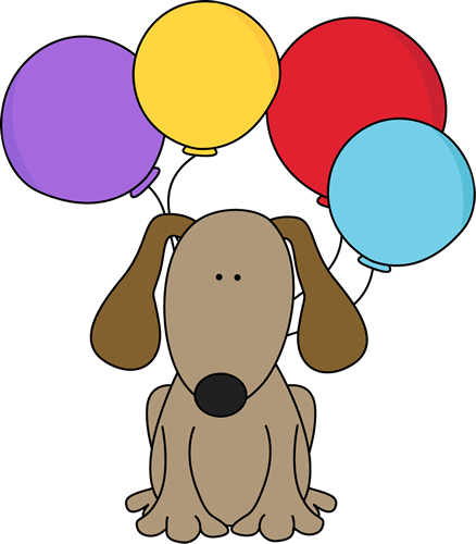 Dog with Balloons Clip Art 