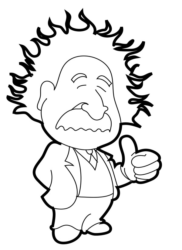 Albert Einstein Outline Drawing Sketch Coloring Page