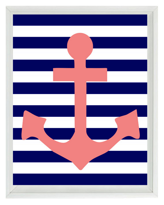 Nautical clipart pink navy green 