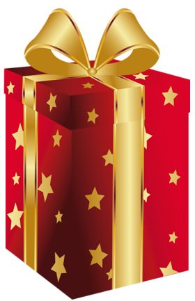 Red Present with Gold Bow Clipart 