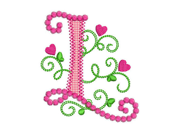Cute Letter L Alphabet for Lil Princess Hearts by EmbroideryLand 