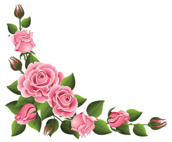 Corner Decoration with Roses PNG Clipart Picture 