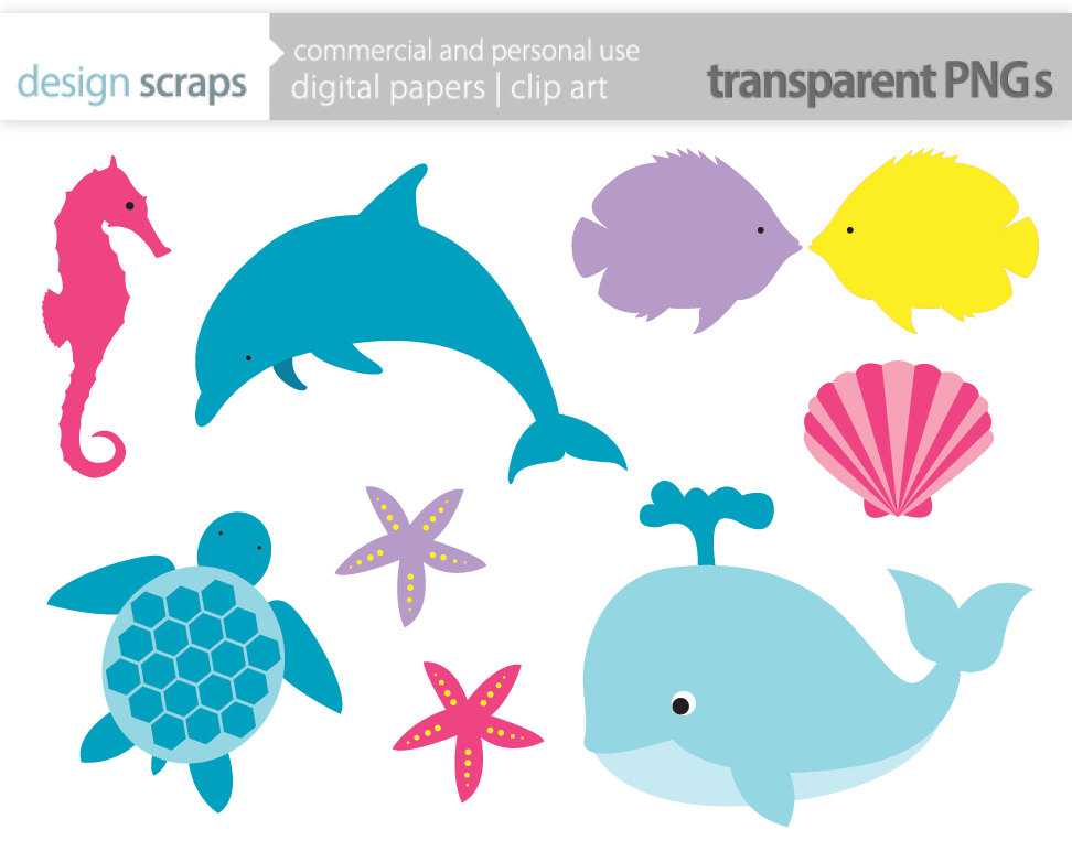Download Cute Under The Sea Animals Clip Art Library PSD Mockup Templates