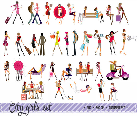 50% OFF SALE Girl Clipart Fashion Clip art by ClipArtelier 
