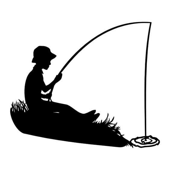 Boy fishing silhouette 