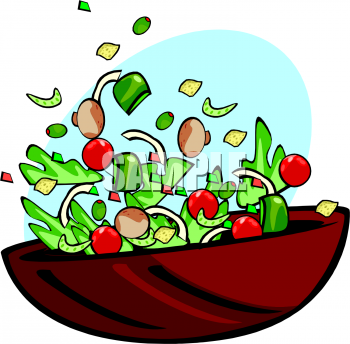 Clipart Picture of a Tossed Salad in a Wooden Bowl 