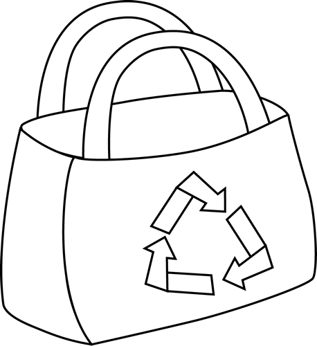 Black and white open beach bag clipart 