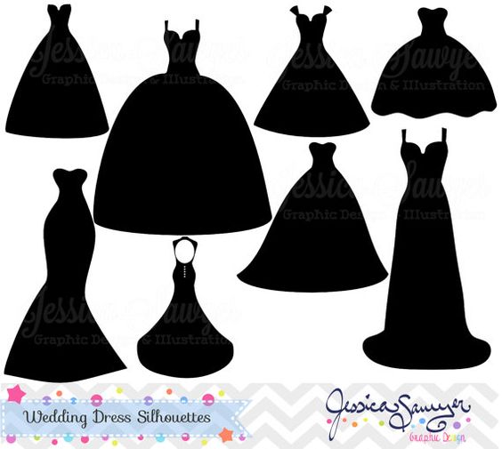 INSTANT DOWNLOAD, wedding dress clipart, silhouette clipart, for 