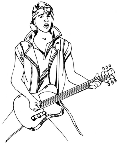 rockstar boy clipart outline