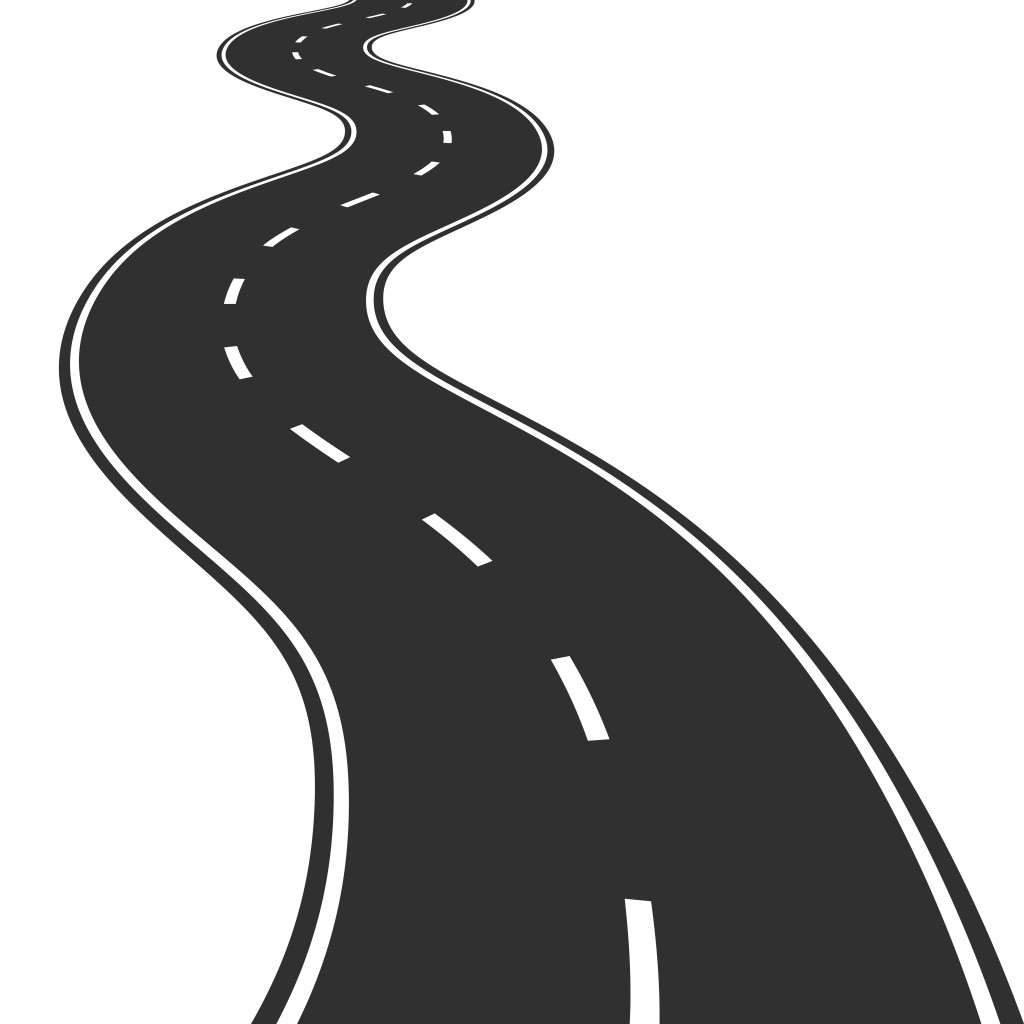 Straight road clipart black and white 