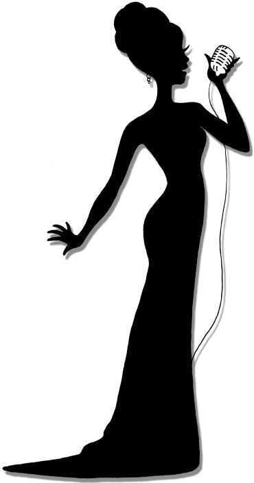 silhouette of a female singer Stock Photo 
