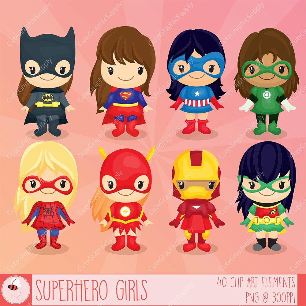 cartoon cute superheroes female - Clip Art Library