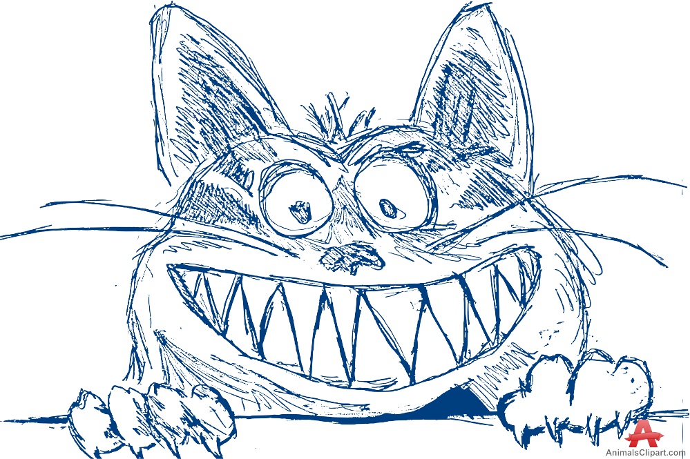Sketch of Scary Cat Cartoon 