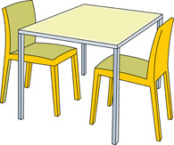 Chairs under table clipart 